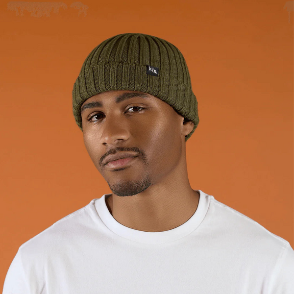 Olive Green Short Satin Lined Beanie