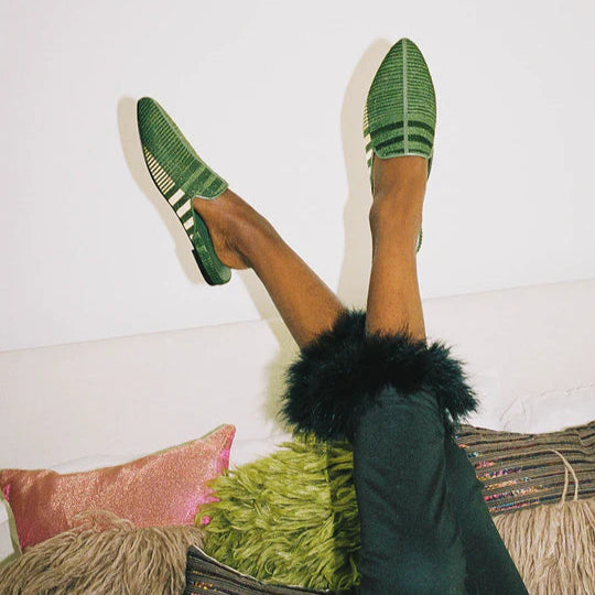 Womens Lounge Slippers in Iroko Green