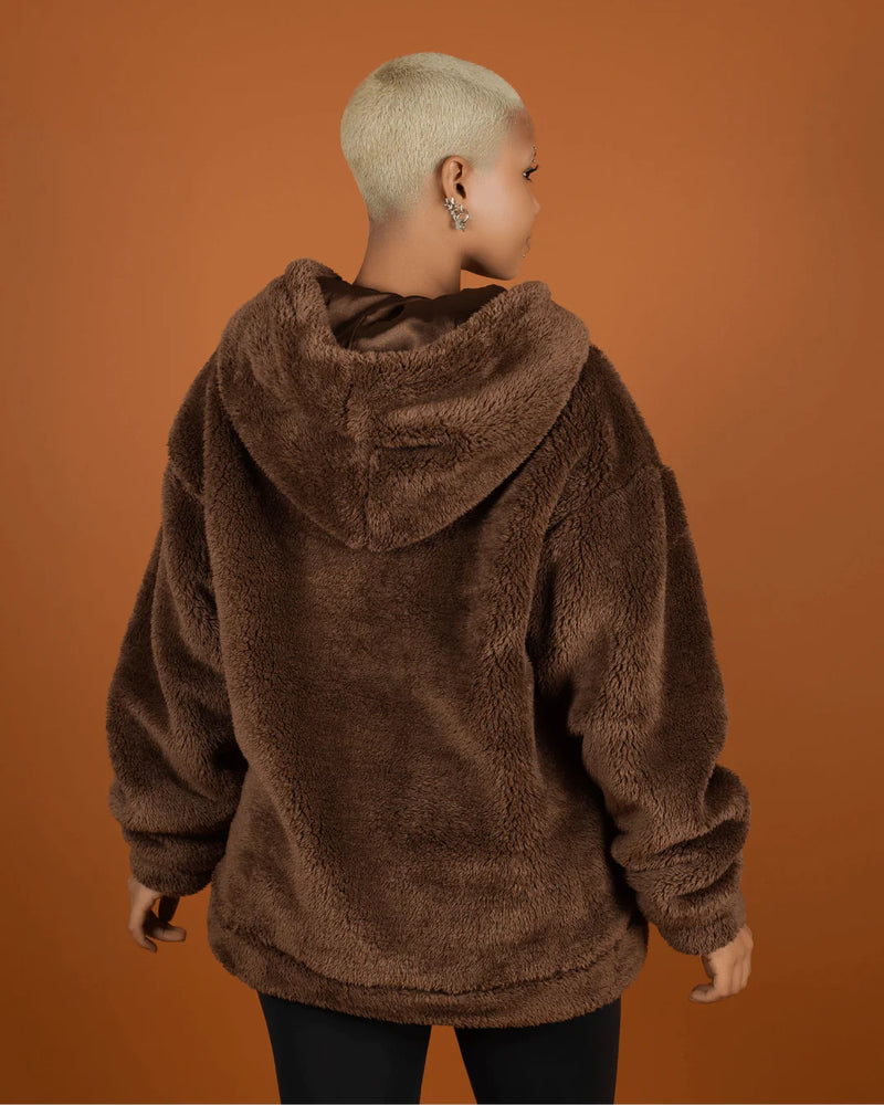 Chocolate Thick Teddy Fleece Zip Up