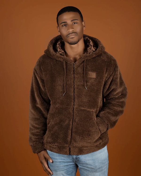 Chocolate Thick Teddy Fleece Zip Up