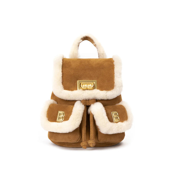 Avi Backpack in Suede + Shearling