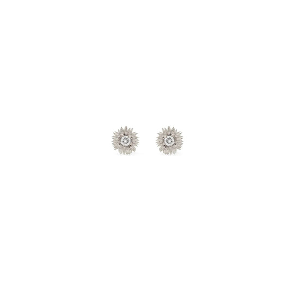 Flora Sunflower Earrings in 14K White Gold