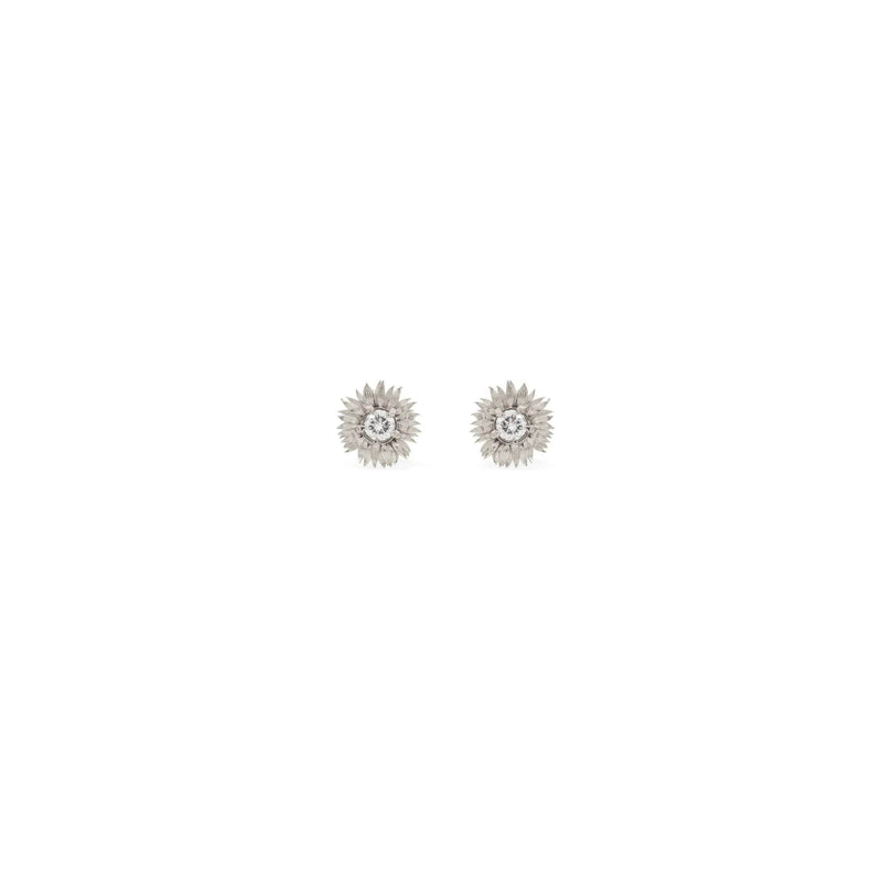 Flora Sunflower Earrings in 14K White Gold