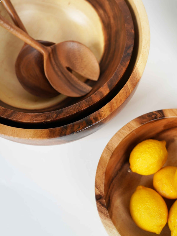 Acacia Wood Nested Bowl Trio