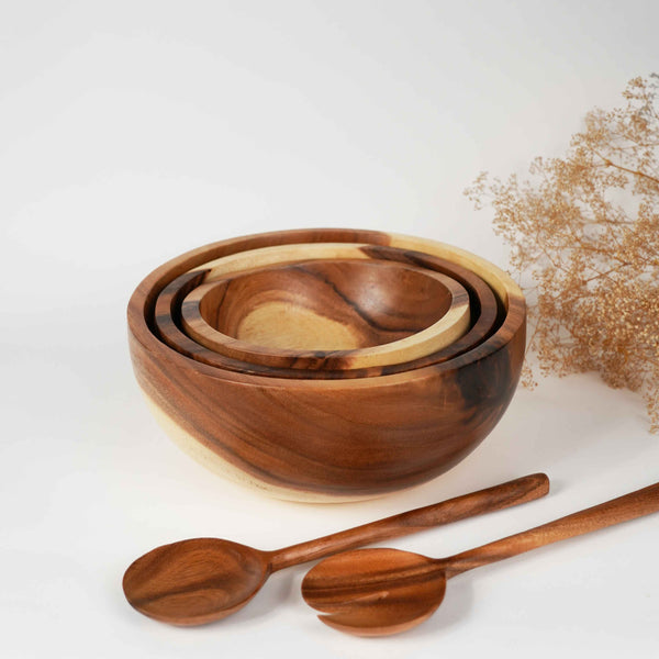 Acacia Wood Nested Bowl Trio