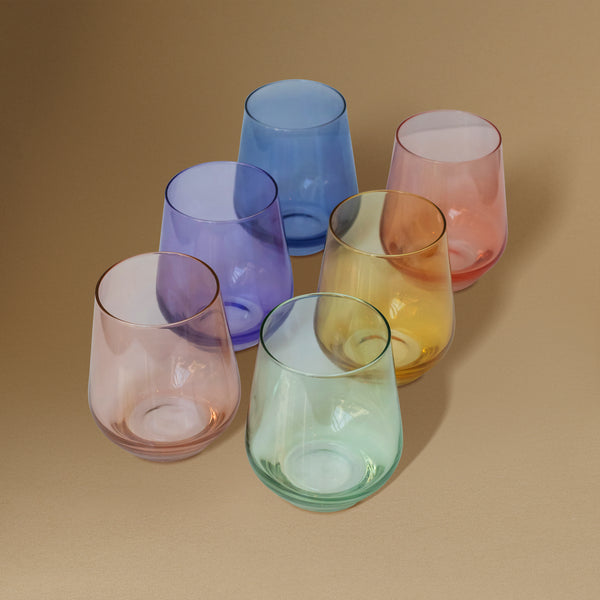 Stemless Wine Set in Mixed Pastel