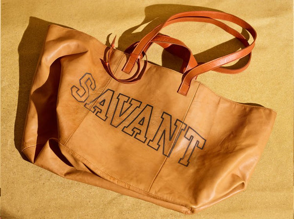 Artisanal Leather Logo Tote- Honey